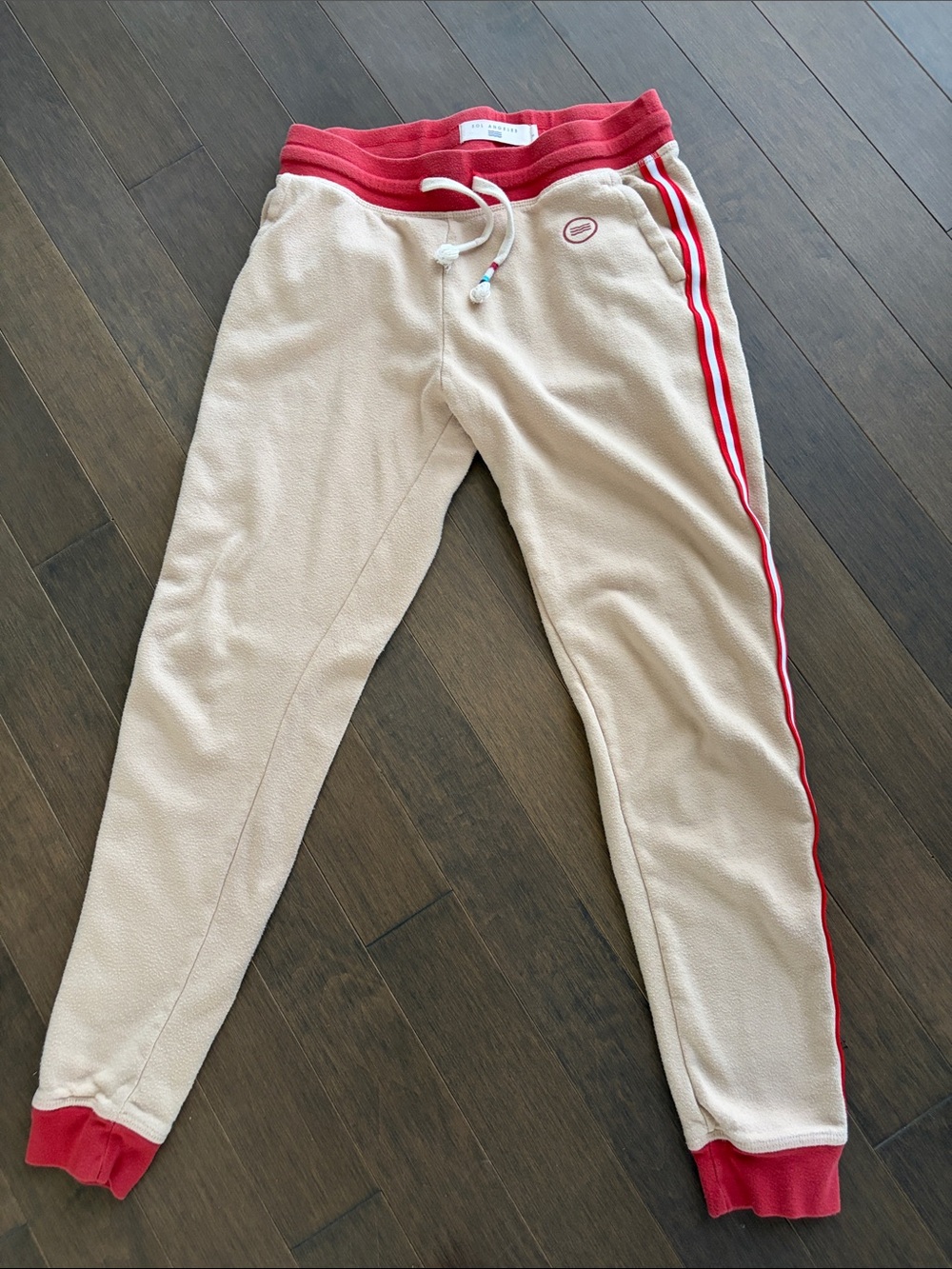 Sol Angeles Cream Joggers with Red Trim